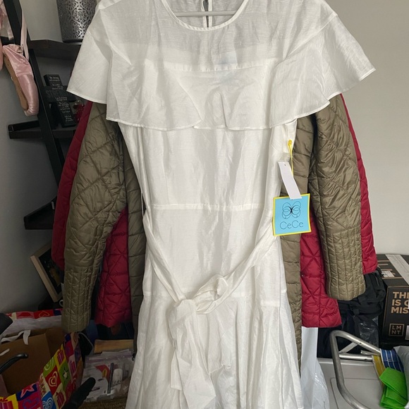 CeCe Women's White Ruffle Dress - Picture 1 of 5